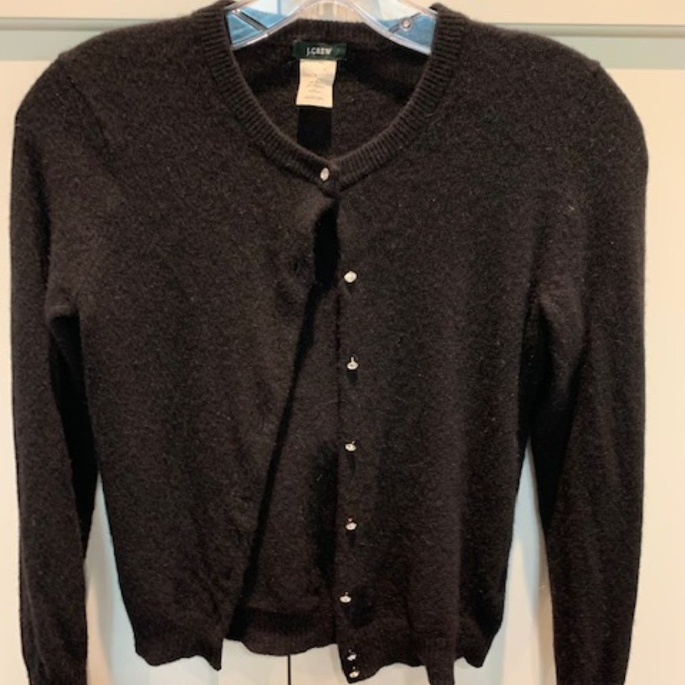 J Crew Wool/Cashmere cardigan with rhinestone butt